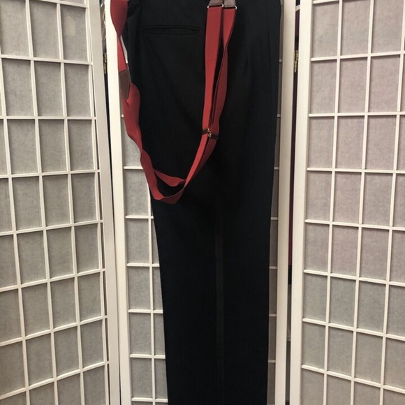 Stanley Blacker,Men,Formal suit,Black,Sz 32,Red braces,Crossed buttons,MadeUSA.! - Picture 6 of 15